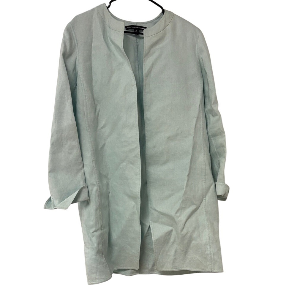 Linda Allard Ellen Tracy Women's Long Blazer Jacket Size 14 Mint Formal Linen